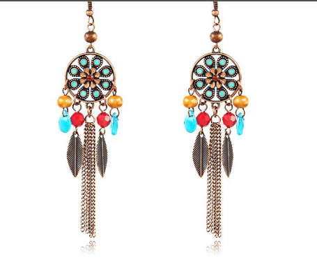 Trendy Women's Floral Drop Earrings in Alloy (Vintage)