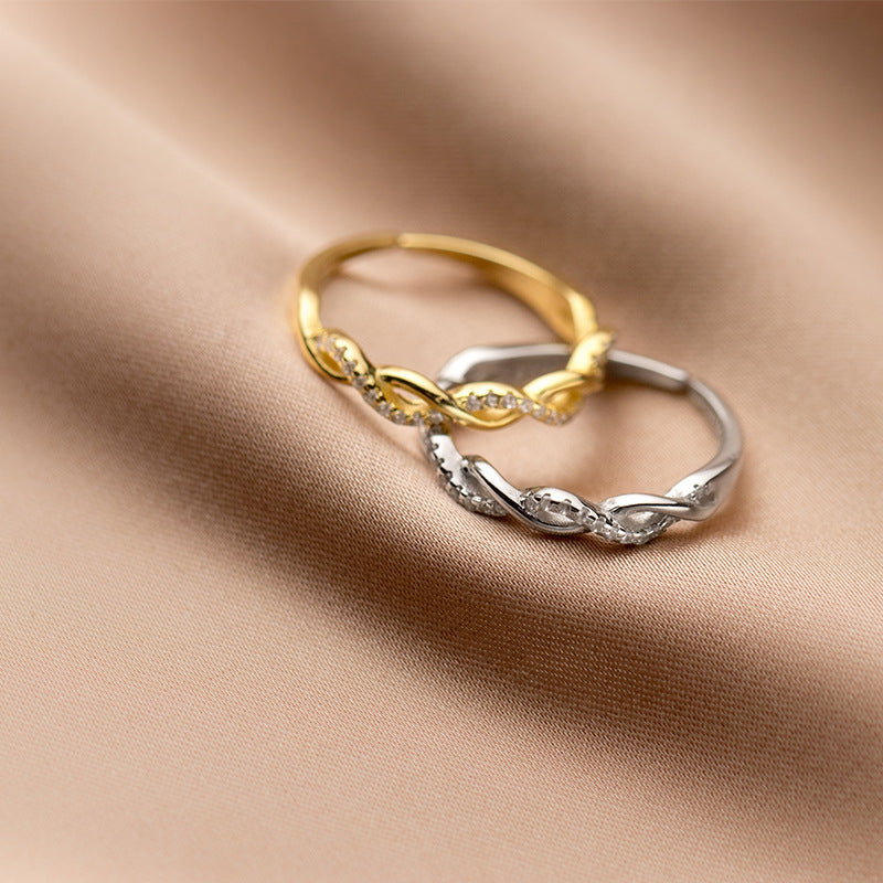 Hollow Cross Wave Diamond Ring for Women's Dating
