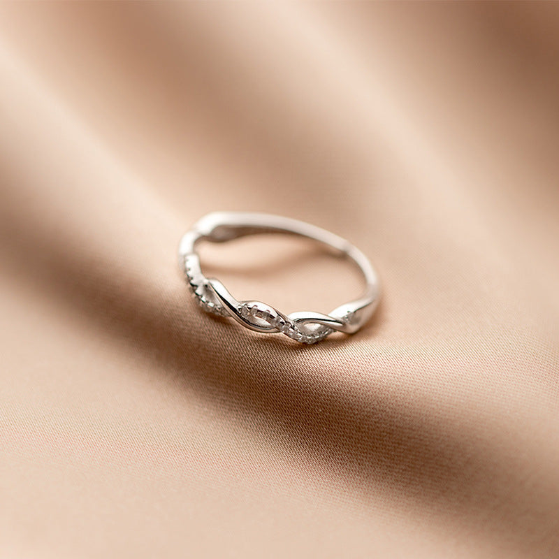 Hollow Cross Wave Diamond Ring for Women's Dating