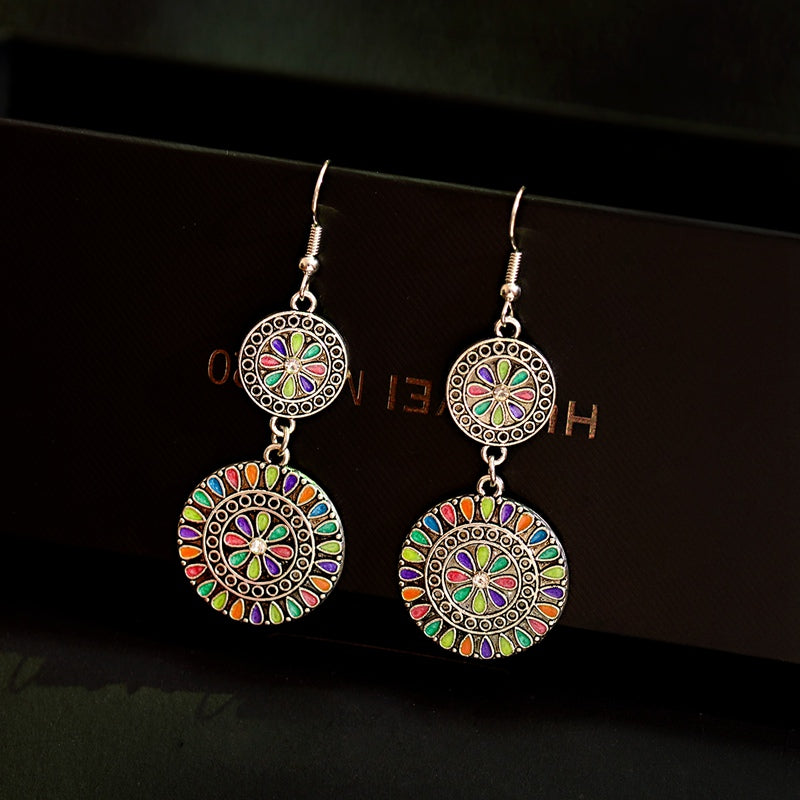 Trendy Women's Floral Drop Earrings in Alloy (Vintage)
