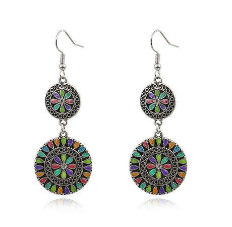 Trendy Women's Floral Drop Earrings in Alloy (Vintage)